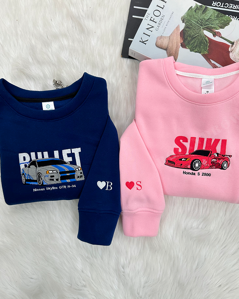 (Fast and Furious) Suki and Bullet (Ver 2) Matching Embroidered, Embroidery Sweatshirt Tshirt Hoodie For Fan