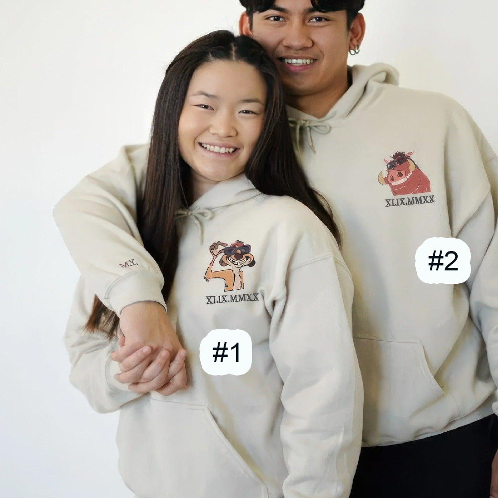 Combo Couple Embroidered Shirt, Custom Matching Couple Shirt, Animal Couple Lovely Characters Embroidery Shirt