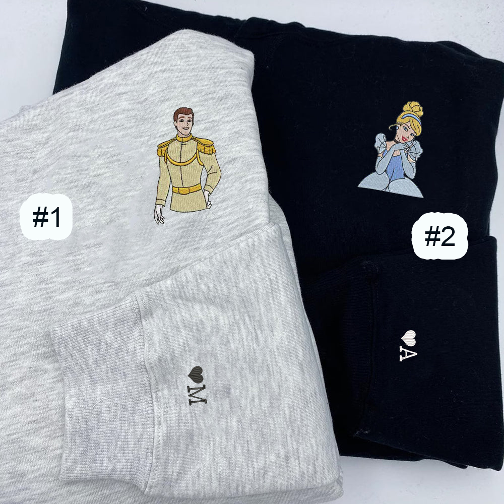 Combo Couple Embroidered Shirt, Custom Matching Couple Shirt, Cute Prince x Princess Couples Embroidered Shirt