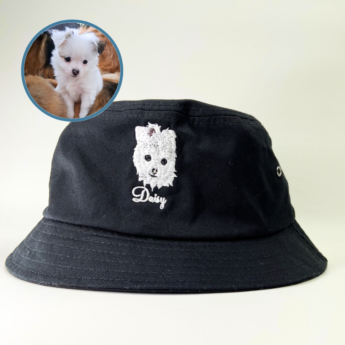 Custom Dog Face Full-Color Embroidered Bucket Hat