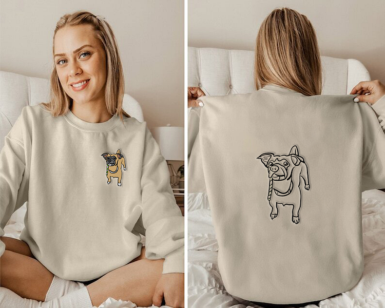 Custom Embroidered Pet Full Body Embroidery on the Front and Back of Sweatshirt