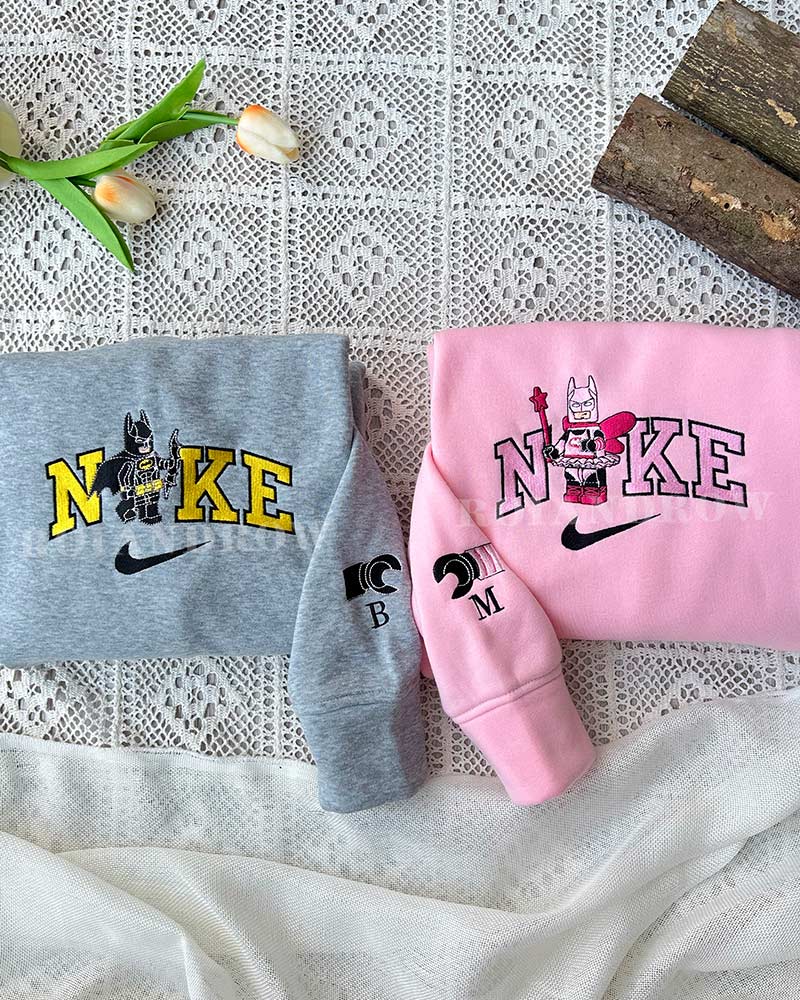 Lego Batman and Pink Batman Matching Embroidered, Embroidery Sweatshirt Tshirt Hoodie For Fan