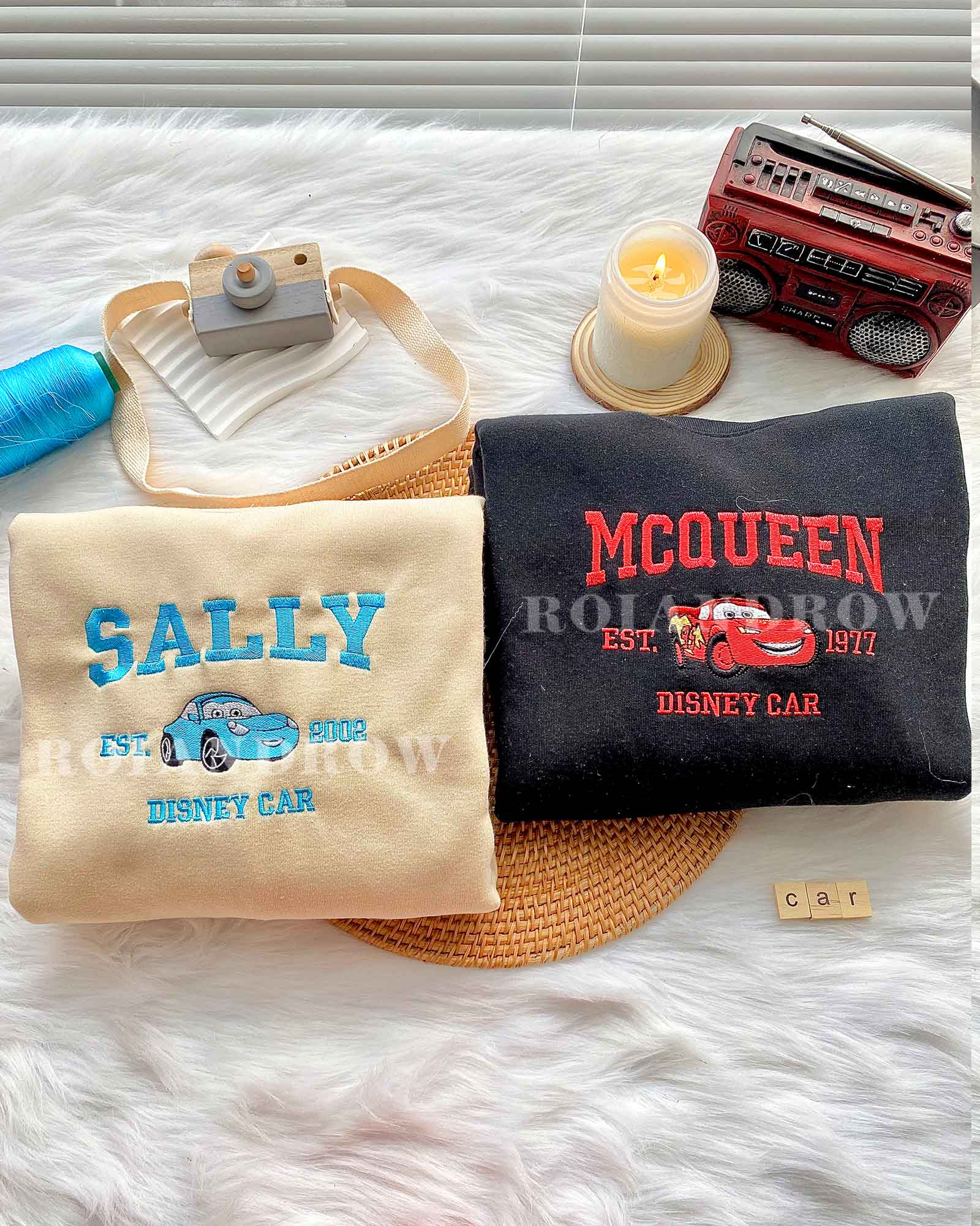 Mcqueen & Sally (Ver 2) Cartoon shirt  Cars Movie Embroidered Tshirt/Hoodie/Sweatshirt, Birthday Gift for Him Her