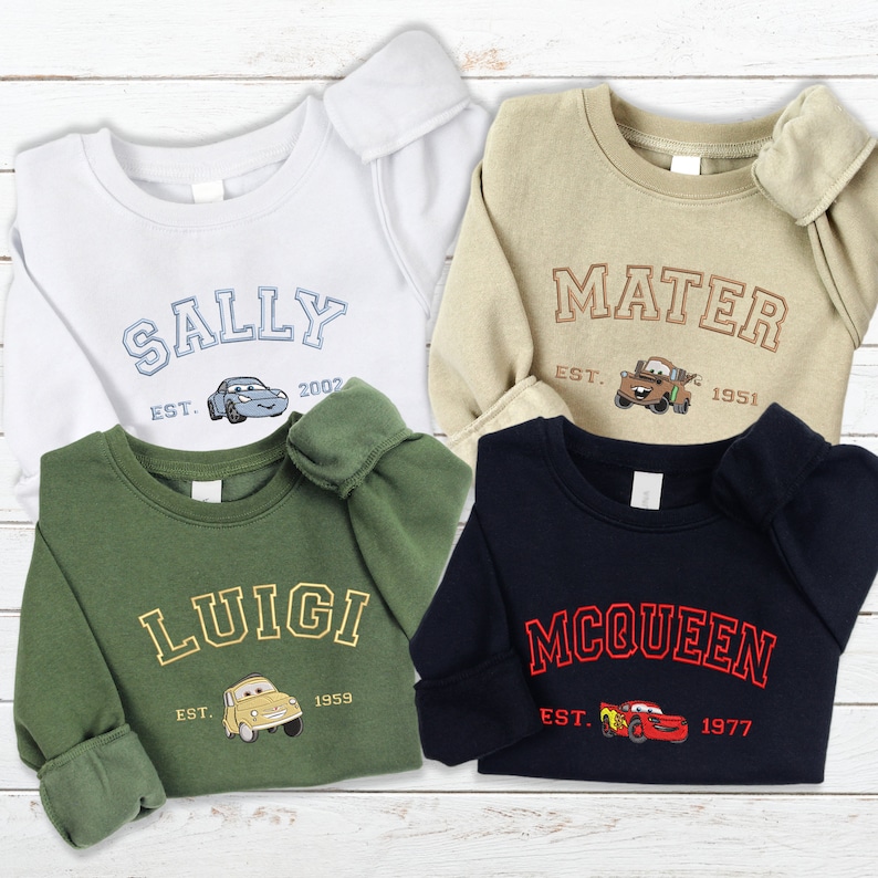 Mcqueen Sally Sweatshirt, Cars Movie Trending Embroidered Sweatshirt Hoodie Tshirt For Fan  Unique Special Gift for Moms, Dads, Aunts, Sisters