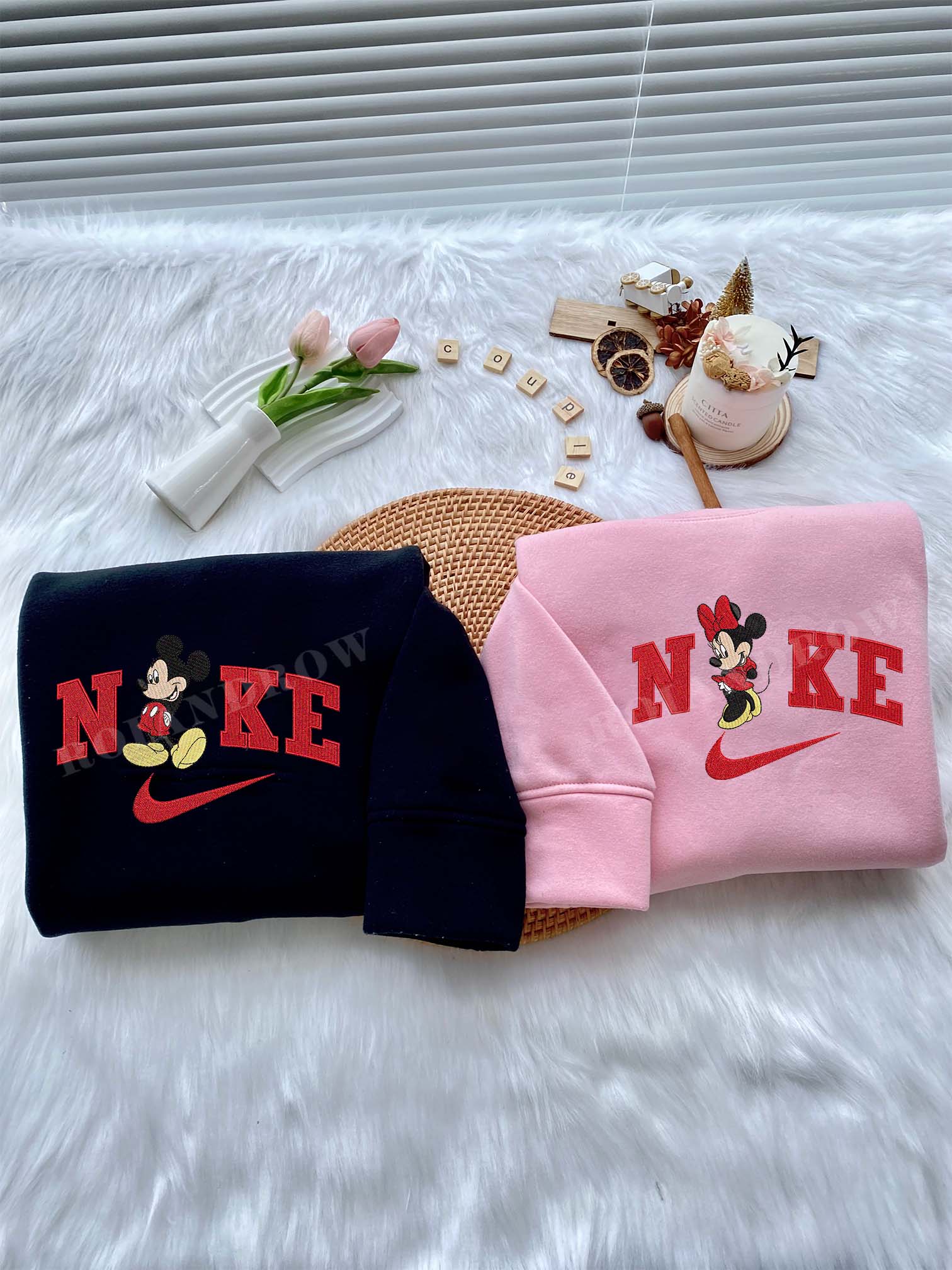 Mickey & Minnie (Disney Land)  Embroidered Unisex Tshirt/Hoodie/Sweatshirt, Birthday Gift for Him Her