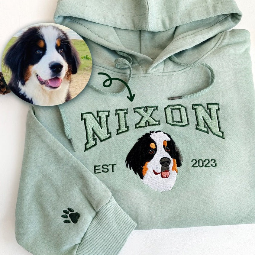 Personalized Embroidered Pet Face and Name Est Hoodie