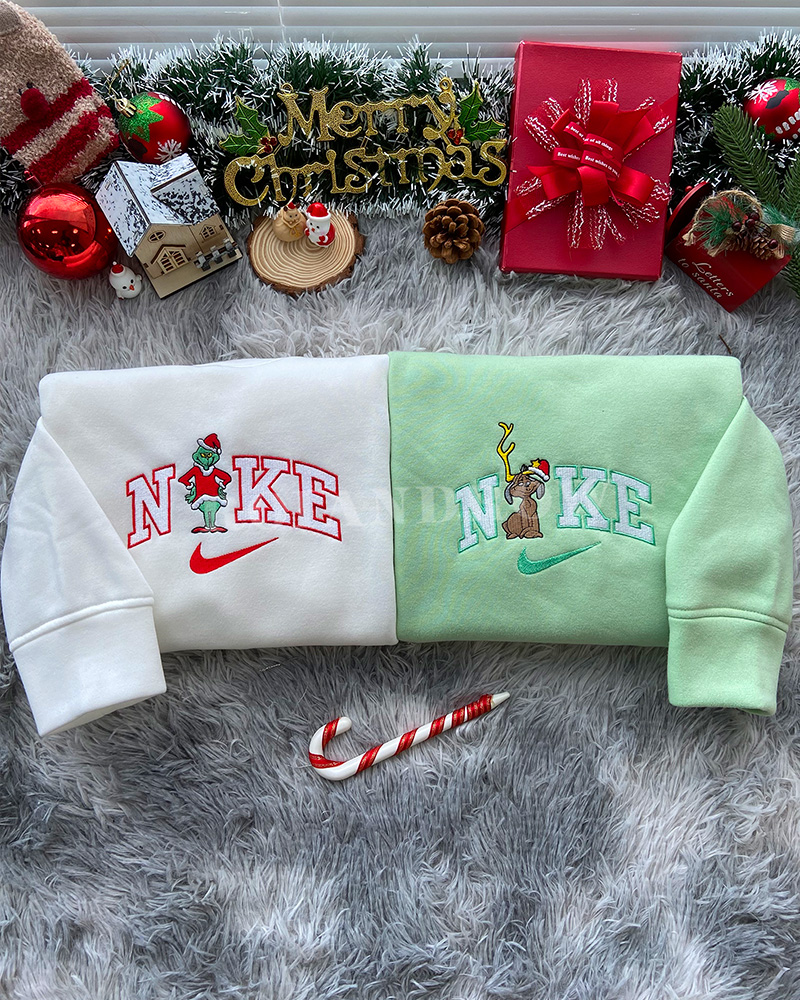 The Grinch & Max Dog Embroidered, Embroidery Sweatshirt Tshirt Hoodie For Fan